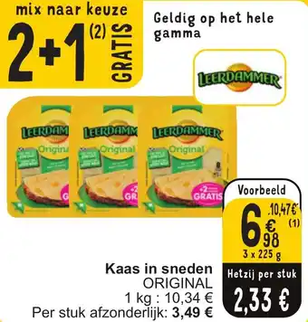 Cora LEERDAMMER Kaas in sneden Original 3 x 225g aanbieding
