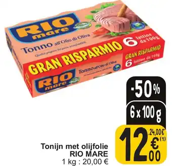 Cora RIO MARE Tonijn met olijfolie6 x 100g aanbieding