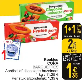 Koekjes CORA BARQUETTES 2 x 120g