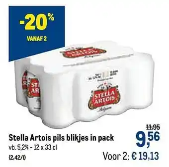 Makro Stella artois pils blikjes in pack 12x33 cl aanbieding
