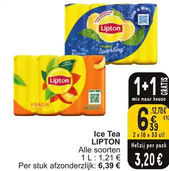 Cora Lipton Ice Tea 2 x (8 x 33cl) aanbieding