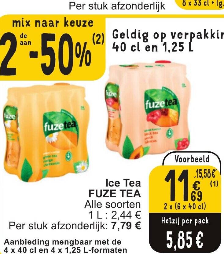 Ice Tea FUZE TEA Alle soorten 2 x (6 x 40cl) promotie bij Cora
