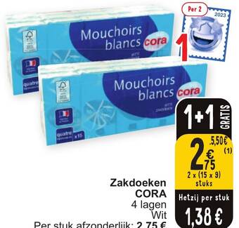 Cora Zakdoeken CORA 4 lagen Wit aanbieding