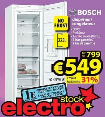 Bosch diepvries - congélateur gsn33vwep