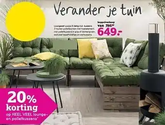 Leen Bakker Loungeset lucca 3-delig incl. kussens aanbieding