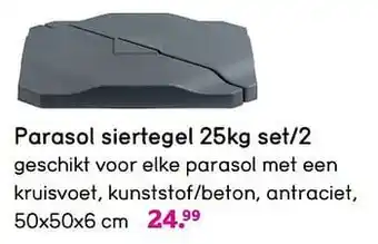 Leen Bakker Parasol siertegel 25kg set-2 50x50x6 cm aanbieding