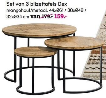 Leen Bakker Set van 3 bijzettafels dex aanbieding