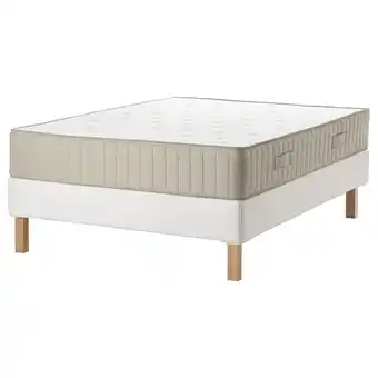 IKEA Espevär/vatneström lattenmatrasbodem met poten, wit/stevig naturel, 140x200 cm aanbieding