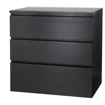 IKEA Malm ladekast 3 lades, zwartbruin, 80x78 cm aanbieding