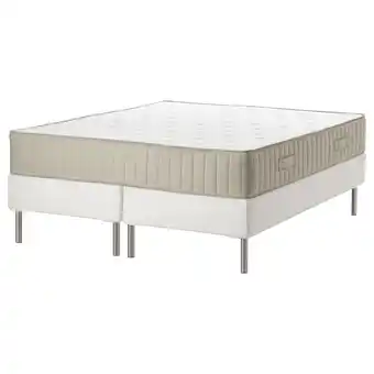 IKEA Espevär/vatneström lattenmatrasbodem met poten, wit/stevig naturel, 180x200 cm aanbieding