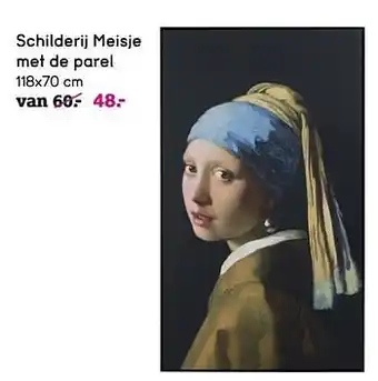 Schilderij meisje met de parel 118x70 cm