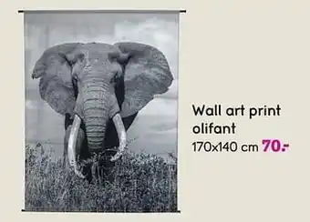 Leen Bakker Wall art print olifant 170x140 cm aanbieding