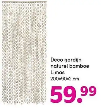 Leen Bakker Deco gordijn naturel bamboe limas 200x90x2 cm aanbieding