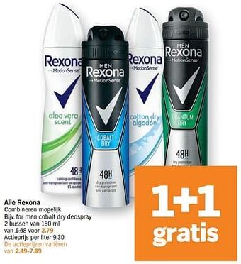 Albert Heijn Rexona for men cobalt dry deospray aanbieding