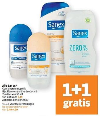 Albert Heijn Sanex dermo sensitive deodorant aanbieding