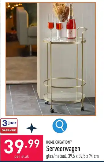 ALDI Serveerwagen glas/metaal, 39,5 x 39,5 x 74 cm aanbieding