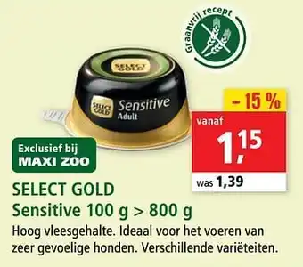 Maxi Zoo Select gold sensitive aanbieding