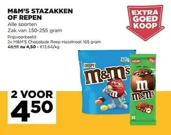 Jumbo M+m`s stazakken of repen aanbieding