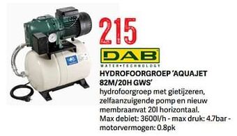 Dab hydrofoorgroep aquajet 82m-20h gws
