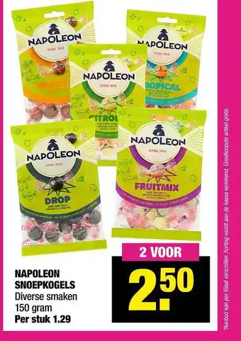 Big Bazar Napoleon snoepkogels 150 gram aanbieding