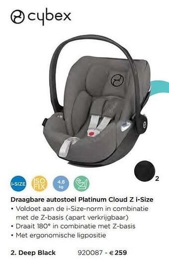 Draagbare autostoel platinum cloud z i-size deep black