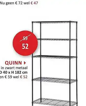 Quinn in zwart metaal 40x182 cm