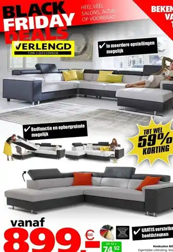 Seats and Sofas Boston hoeksalon, zetelbed aanbieding