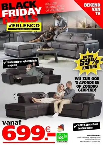 Seats and Sofas Edge hoeksalon, zetelbed aanbieding