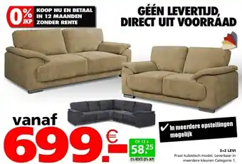 Seats and Sofas Levi 3-zits + 2-zits salon aanbieding