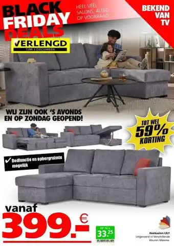 Seats and Sofas Lily hoeksalon, zetelbed aanbieding