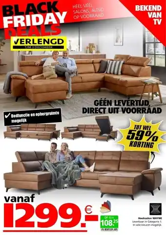 Seats and Sofas Wayne u salon, zetelbed aanbieding