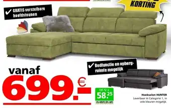 Seats and Sofas Hunter hoeksalon, zetelbed aanbieding