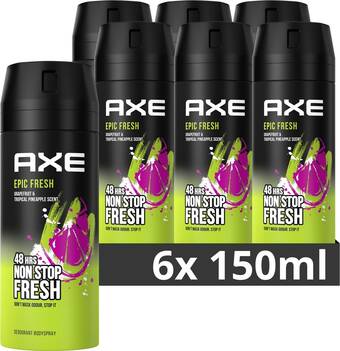 Bol.com Axe epic fresh deodorant bodyspray - 6 x 150 ml - voordeelverpakking aanbieding