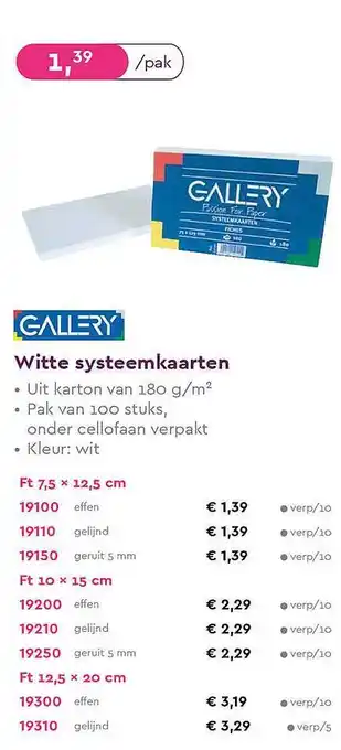 Gallery witte systeemkaarten