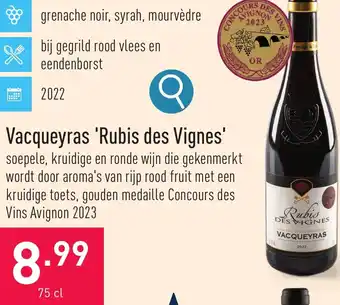 ALDI Vacqueyras 'Rubis des Vignes' 75 cl aanbieding