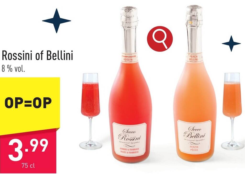 Rossini of Bellini 8 vol. 75 cl promotie bij ALDI