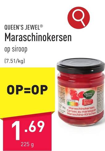 ALDI QUEEN'S JEWEL Maraschinokersen 225g aanbieding