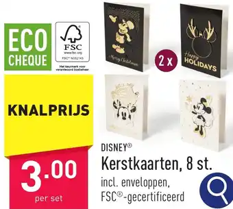 ALDI DISNEY Kerstkaarten, 8 st. aanbieding