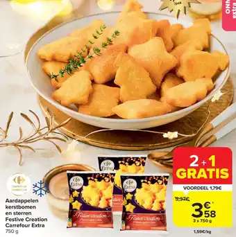 Carrefour Aardappelen kerstbomen en sterren Festive Creation Carrefour Extra 3 x 750g aanbieding