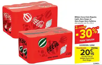 Carrefour Market Blikjes Coca-Cola Regular, Light, Zero Sugar of Zero Sugar Zero Caffeine aanbieding