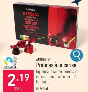 ALDI Pralines à la cerise 250 g aanbieding