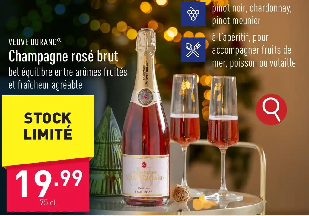 Champagne rosé brut 75 cl promotie bij ALDI