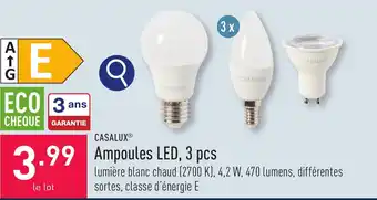 ALDI Ampoules LED, 3 pcs aanbieding