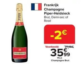 Carrefour Frankrijk Champagne Piper-Heidsieck 75 cl aanbieding