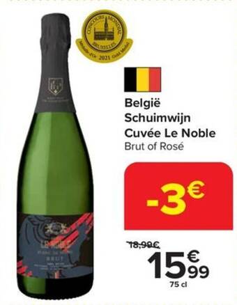 Carrefour België Schuimwijn Cuvée Le Noble 75 cl aanbieding