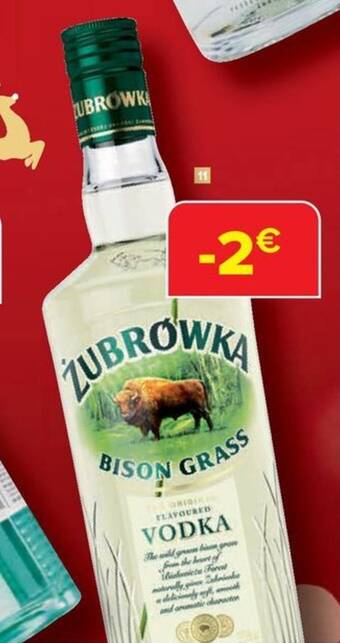 Carrefour Wodka Bison Grass Zubrowka- 37,5% 70 cl aanbieding