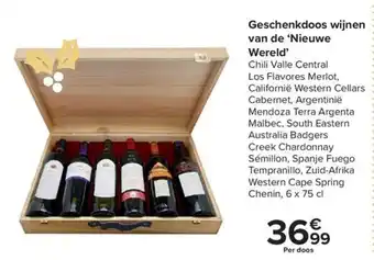 Carrefour Geschenkdoos wijnen van de 'Nieuwe Wereld' aanbieding