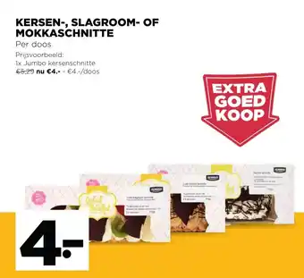Jumbo Kersen-, Slagroom- of Mokkaschnitte aanbieding