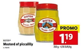 Lidl Mosterd of piccalilly 250g aanbieding