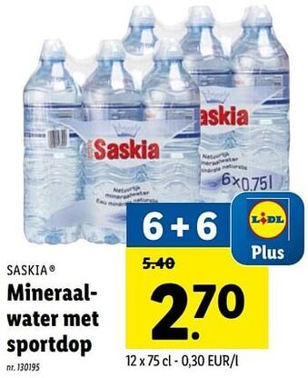 Lidl Mineraalwater met sportdop aanbieding